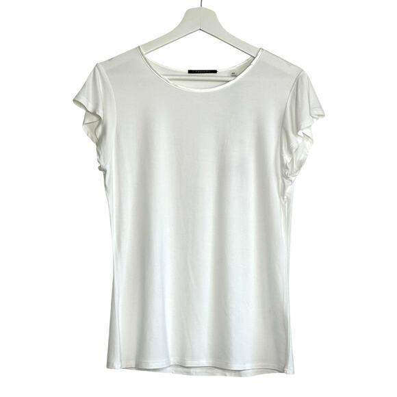 Tahari Flutter Cap Sleeve T-Shirt in White Star - Picture 2 of 8